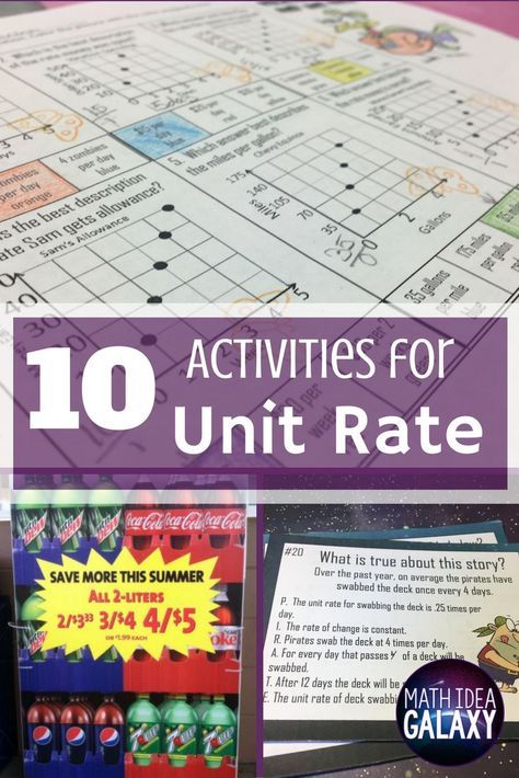 Check out all 10 unit rate activity ideas math students will absolutely love! Includes unit rate activity ideas, games, print and go resources, and graphic organizers. Unit Rate, Middle School Math Teacher, Sixth Grade Math, Middle School Math Classroom, Math Challenge, Math Intervention, 7th Grade Math, 8th Grade Math, Math Methods