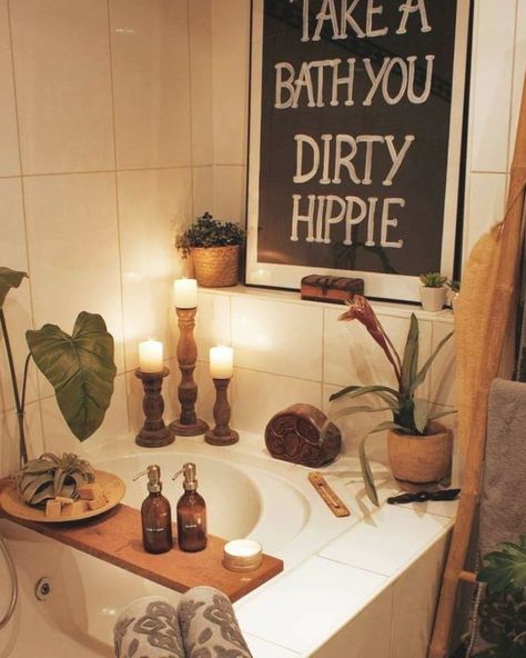 Hippie Bathroom, Boho Decor Diy, Take A Bath You Dirty Hippie, Dirty Hippie, Home Decor Bohemian, Hippie Homes, Take A Bath, Hippie Home Decor, Bathroom Plants