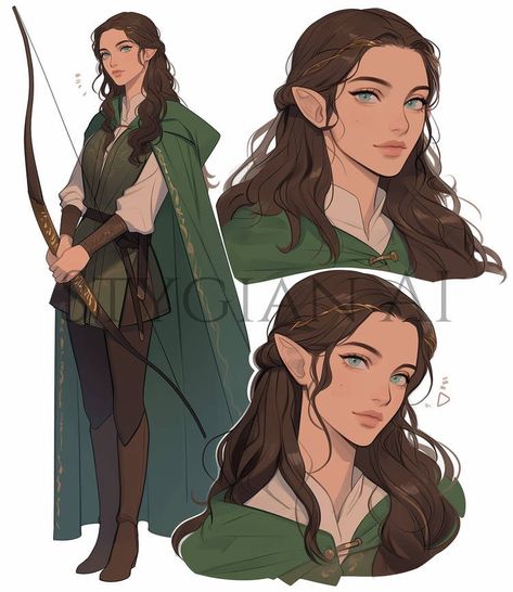 Wood Elf Rogue Female Dnd, Elven Ranger Female, Half Elf Cleric Female Dnd, Elf Cleric Female Dnd, Dnd Ranger Outfit, Elvish Outfits, Female Elf Wizard, Elf Druid Female, Elf Dnd Character