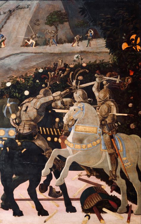 Niccolò da Tolentino Leads the Florentine Troops (detail) 1450s Tempera on wood | Paolo Uccello | The Battle of San Romano | NG583 | National Gallery, London Battle Of San Romano, Medieval Horses, Medieval Horse, National Gallery London, Pieter Bruegel, Medieval Artwork, Medieval Europe, Giclee Painting, National Gallery