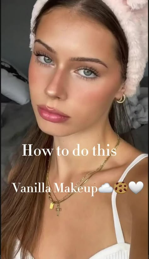 Easy Makeup Inspo Aesthetic, Vanilla Makeup Tutorial, 2004 Makeup Look, Vanilla Makeup Look, Vanilla Girl Makeup Tutorial, Makeup Tips Video, Makeup Looks For Work, Vanilla Girl Makeup, Vanilla Makeup