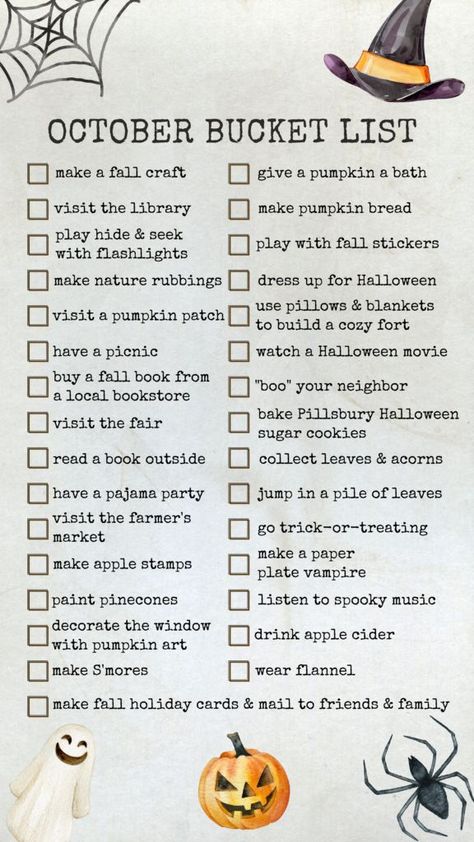 Toddler Bucket List, October Bucket List, Halloween Things To Do, Halloween Bucket List, Fall Family Fun, October Activities, Southern Curls And Pearls, Fun Fall Activities, Fall Bucket List