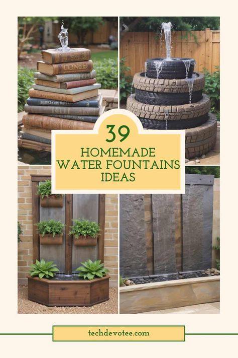 Homemade Water Fountains Ideas Homemade Water Fountains, Raised Pools, Water Fountain Ideas, Above Ground Pool Steps, Outdoor Ambiance, Stacked Stones, Best Above Ground Pool, Outdoor Pool Area, Fountain Ideas