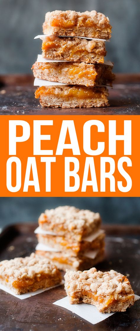 peach oat bars | pretty plain janes Gluten Free Peach Cookies, Peach Jam Bars, Peach Oat Bars, Peach Oatmeal Bars, Apricot Bars Recipe, Newest Recipes, Jam Bars, Healthier Treats, Oatmeal Breakfast Bars