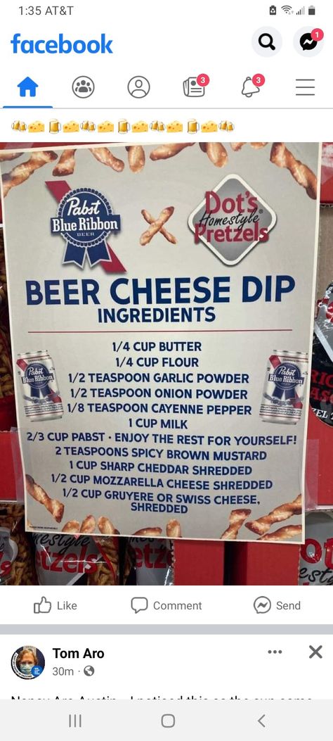 Pabst Blue Ribbon Beer Cheese Dip, Beer Pretzel Dip, Pretzel Beer Cheese Dip, Pbr Beer, Beer Cheese Recipe, Holiday Party Treats, Hot Dips, Beer Pretzels, German Food Authentic