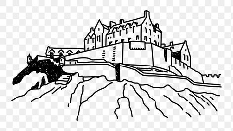 Edinburgh Castle Illustration, Edinburgh Castle Drawing, Edinburgh Tattoo Ideas, Castles Illustration, Castle Line Art, Edinburgh Illustration, Edinburgh Castle Scotland, Castle Illustration, Castle Drawing