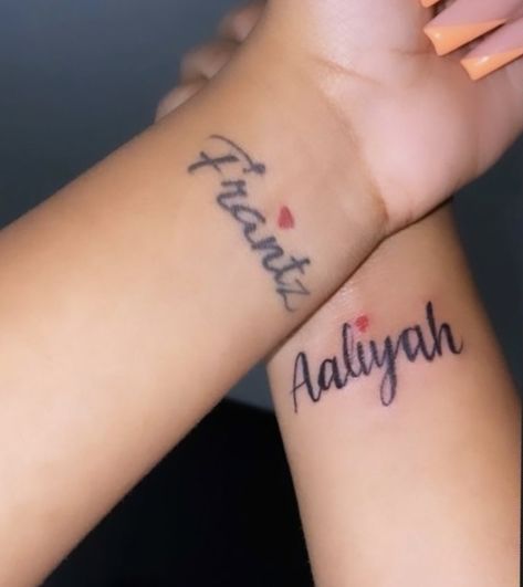 Aaliyah Tattoo Name, Auntie And Niece Tattoos, Name Tattoos On Neck, Niece Tattoo, Matching Bff Tattoos, Matching Bff, Neck Tattoos Women, Bff Tattoos, Neck Tattoos