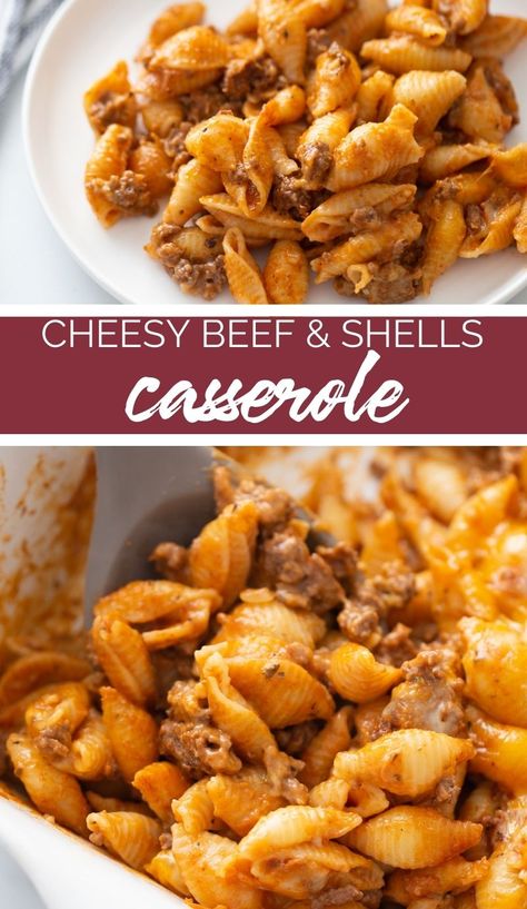 Ground Beef Hotdish Recipes, Cheesy Beef And Shells, Hamburger Dinners, Beef And Shells, Homemade Macaroni Salad, Hotdish Recipes, Hamburger Casserole, Macaroni Recipes, Fresh Meals