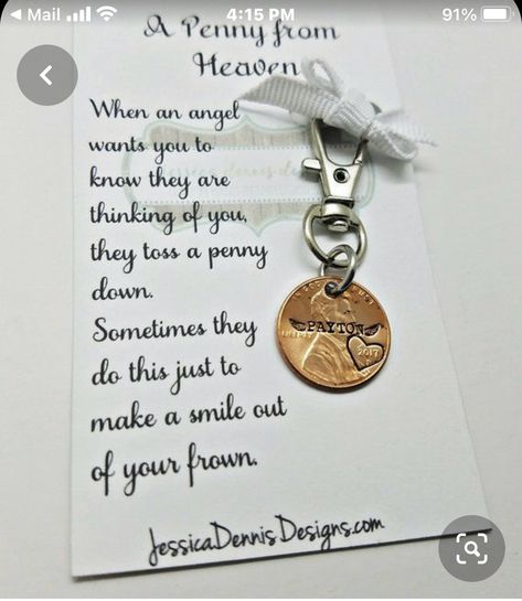 Penny From Heaven, Heaven Poems, Letter From Heaven, Pennies From Heaven, Memory Crafts, Cadeau Diy, A Penny, Money Gift, Sympathy Gifts