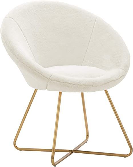 Duhome Modern Faux Fur Accent Chairs Dining Chairs Arm Chair for Living Room Furniture Mid-Century Leisure Lounge Chairs with Golden Metal Legs 1 PCS White Arm Chair Living Room, Sofa Comfy, Pastel Interior, Velvet Chairs, Dining Room Accents, Velvet Living Room, Oversized Chair, Modern Tech, Chair Living Room