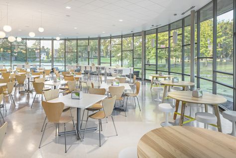 Wheaton College Chase Dining Hall - Prellwitz Chilinski Associates, Inc.Prellwitz Chilinski Associates, Inc. Canteen Design, Cafeteria Design, Wheaton College, School Building Design, School Hall, School Hallways, School Interior, School Cafeteria, Dining Hall