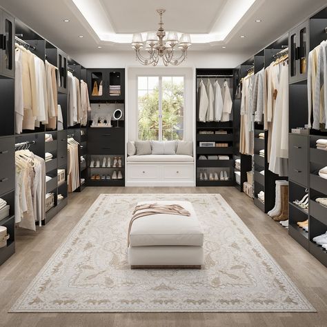 Create the closet of your dreams with this product of the included units can be stacked and installed in a variety of configurations to create the perfect product. Decorative trim, molding, and full back panels give each unit a unique, boutique look, which combined creates a vision of personalized organization you'll love to show off! One kit can be used to fit a reach-in closet or multiple kits can be used to fill a walk-in closet. Hang Long Dresses, Wire Closet Systems, Wood Closet Organizers, Diy Walk In Closet, Freestanding Closet, Closet Spaces, Shoes Decor, Wood Closet, Free Standing Closet