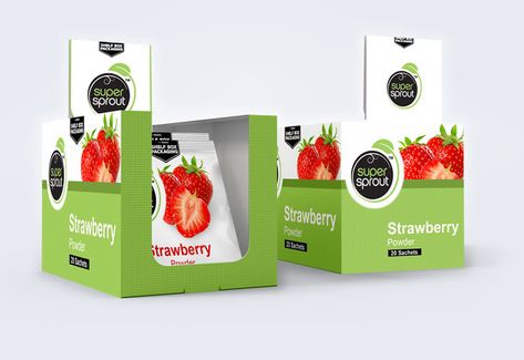 Pr Boxes, Sachet Packaging, Bespoke Boxes, Point Of Sale Display, Strawberry Powder, Cardboard Display, Custom Packaging Boxes, Custom Printed Boxes, Counter Display