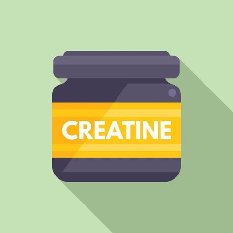 Creatine nutrition icon flat vector. Sport supplement Creatine Supplement, Creatine Powder, Search Video, Sports Supplements, Flat Vector, Logo Banners, Cityscape Photos, Business Travel, Vector Logo