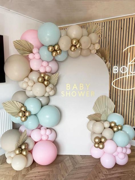 Free Returns ✓ Free Shipping✓. 126pcs Baby Shower Balloon Garland Arch Kit Boy Girl Birthday Party Decoration Baptism Gender Reveal Pink Beige Mint Blue Globos Garland Set- Decorative Balloons at SHEIN. Gender Reveal Muted Colors, Gender Reveal Arch Balloons, Deco Gender Reveal Party, Gender Reveal Arch, Beige Balloon Garland, Gender Reveal Balloon Arch, Baby Shower Balloon Garland, Party Deco Ideas, Gender Reveal Party Theme