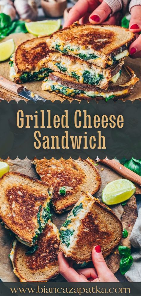 Dairy Free Grilled Cheese, Gluten Free Grilled Cheese, Veggie Grilled Cheese, Healthy Grilled Cheese, Vegan Grilled Cheese, Grilled Cheese Sandwich Recipe, Spinach Filling, Cheese Sandwich Recipe, Vegan Sandwich Recipes