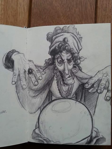 Character design of a fortune teller by Kaylee Bruine de Bruin Cartoon Fortune Teller, Fortune Illustration Art, Inktober 2023 Fortune, Fall Drawing Reference, Fortune Teller Painting, Fortune Drawing Ideas, Funny Character Drawing, Fortune Sketch, Old Witch Character Design