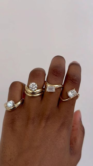 Shahla Karimi on Instagram: "Curved rings anyone? I’ll take one of each! 
.
.
.
.
.
.
.
#engaged #engagementring #diamonds #diamondring 
#newyorkcity #jewelryinspo #finejewelry" Shahla Karimi, Jewelry Inspo, Diamond Ring, Fine Jewelry, Diamonds, Engagement Rings, On Instagram, Instagram