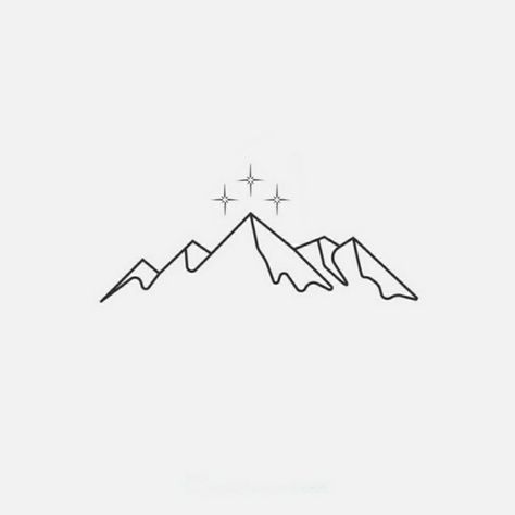 Mountain And Stars Drawing, Acotar Simple Drawings, Acotar Mountain Tattoo Knee, Minimal Acotar Tattoo, Velaris Tattoo Knee, Ramiel Mountain Tattoo, Mountain With Stars Tattoo, Acotar Star Tattoo, Acotar Small Tattoo