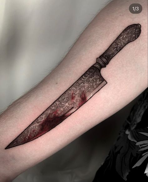 Kpop Tattoo, Vorpal Blade, Hellboy Tattoo, Blood Tattoo, Blade Tattoo, Knife Tattoo, L Tattoo, Theme Tattoo, 4 Tattoo