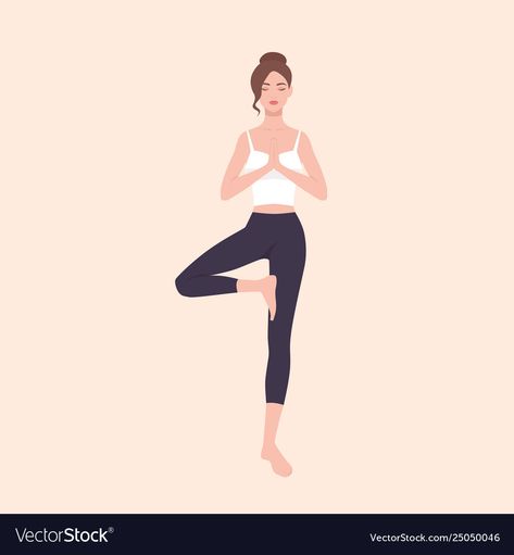 Tree Pose Yoga Illustration, Yoga Pose Illustration, Metamorphosis Art, Standing Yoga Poses, Yoga Drawing, Doodles Stickers, Fitness Wallpaper, Yoga Illustration, Study Apps