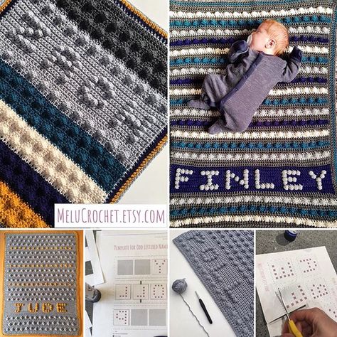 I’ve had a lot of enquiries about my baby name blankets over the last week so I thought I’d share a few of them here and explain how the… Fox Baby Blanket, Bobble Stitch Crochet, Crochet Letters, Bobble Crochet, Baby Name Blanket, Rainbow Blanket, Modern Crochet Patterns, Name Blanket, Bobble Stitch