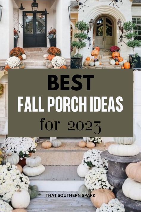 fall porch decorating ideas Cozy Porch Ideas, Simple Fall Porch Decor, Farmhouse Fall Porch Decor, Fall Porch Decorating Ideas, Fall Porch Ideas, Fall Porch Decor Ideas, Fall Entryway Decor, Porch Fall Decor, Porch Inspiration