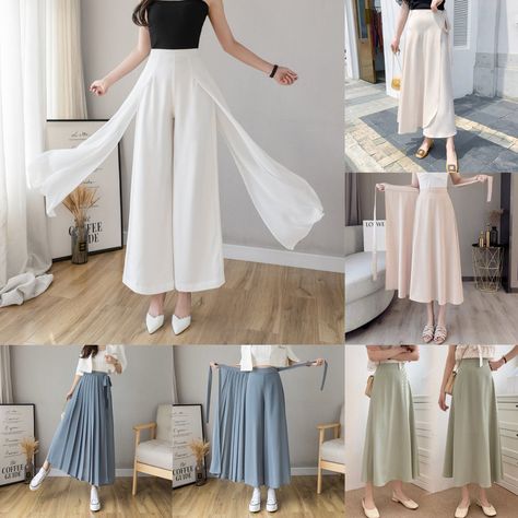 Simple Frock, Trouser Skirt, Women Trousers Design, Dress Pants Outfits, Simple Frock Design, Simple Frocks, Blouse Casual Fashion, Women Trousers, Split Skirt