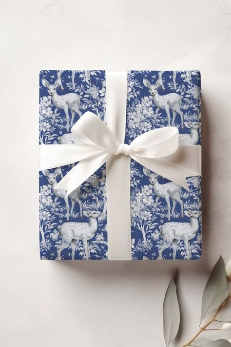 Wrapping Paper Blue Deer Pattern Gift Wrap Spring Wrap Illustration Colorful Wrapping Paper Gift Wrap for Him Preppy Wrapping Birthday Wrap - Etsy Toile Wrapping Paper, Blue Wrapping Paper Christmas, Preppy Wrapping Paper, Pretty Christmas Gift Wrapping, Blue Christmas Wrapping Ideas, Blue Christmas Wrapping Paper, Blue Gift Wrapping Ideas, Blue Christmas Wrapping, Blue Gift Wrapping