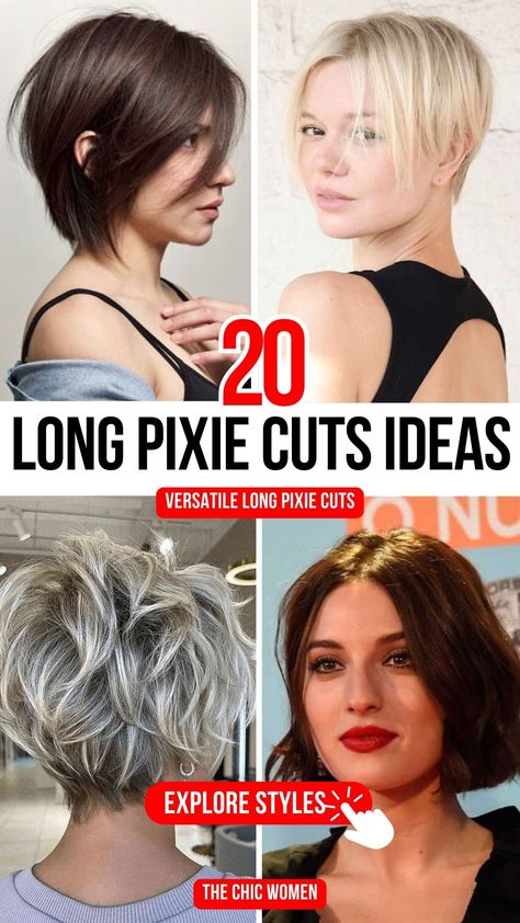 20 Stunning Long Pixie Hairstyles for Women to Try This Year Woman Faux Hawk, Short Hairstyles For Long Face Shape, Faux Hawk Women, Feathered Pixie, Long Pixie Haircut, Pixie Cut With Long Bangs, Longer Pixie, Long Pixie Cut, Longer Pixie Haircut