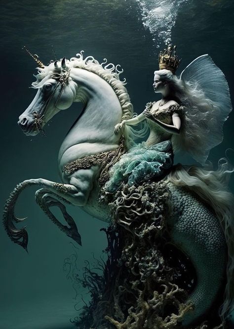 Horse Mermaid, Paint Mermaid, Water Horse, Disney Character Art, Seahorse Art, Mermaid Artwork, Mythical Creatures Fantasy, Sea Dream, Dragon Artwork Fantasy