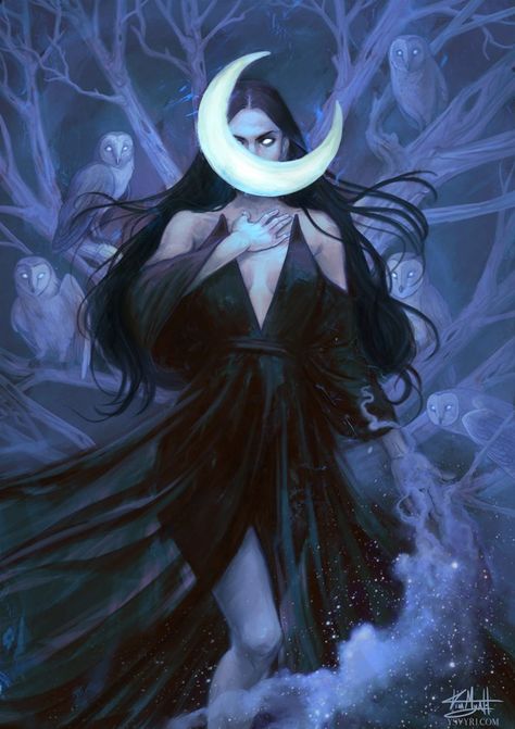 Fantasy Magic, Mythology Art, Goddess Art, Witch Art, Long Black Hair, Arte Fantasy, 판타지 아트, Long Black, Dark Fantasy Art