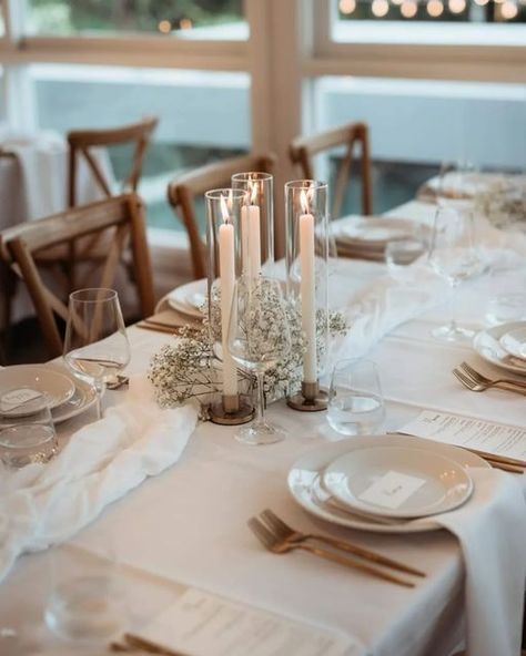 Fruit Tablescape, White Table Runners, Candle Table Setting, Minimal Candles, Reception Styling, Byron Bay Weddings, Wedding Table Linens, Gold Cutlery, Easy Candles