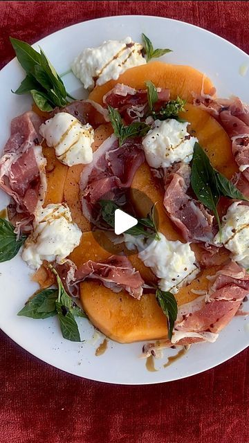 102K views · 15K likes | Gabbriette B on Instagram: "SUMMER MELON SALAD ❤️‍🔥 The perfect snack, the perfect side dish on a hot summers day with a cold glass of vin. I used to think the melon in this didn’t make sense, but now it totally makes sense. Cantaloupe  Prosciutto  Burrata Basil Aged Balsamic  Olive oil  Finishing salt  Peppa" Cantaloupe Prosciutto, Prosciutto Burrata, Prosciutto Melon, Canteloupe, Melon Salad, Finishing Salt, Perfect Side Dish, Instagram Summer, Prosciutto