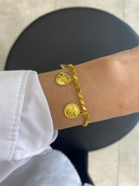 Albanian Gold Jewelry, Coin Bracelet Gold, Turkish Gold Jewelry, Gold Coin Bracelet, Turkish Bracelet, Gold Ottoman, Photo Chain, Tiny Heart Necklace, New Gold Jewellery Designs