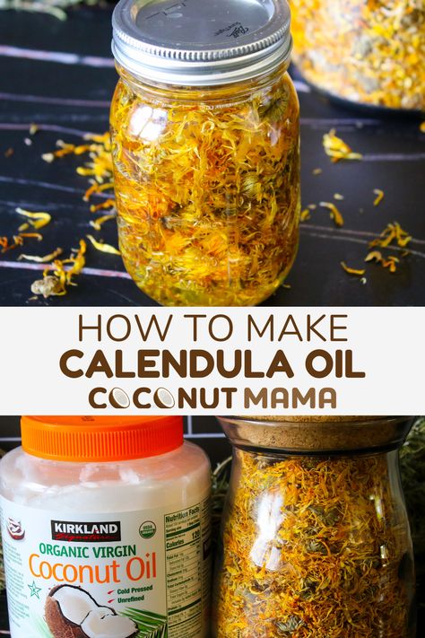 Making calendula oil is simple and has many uses and skin benefits! Use this calendula oil to make body butter, salve, or in lip balms. Calendula Oil Diy, Make Body Butter, Calendula Salve, Baking With Coconut Flour, Body Butters Recipe, Homemade Oil, Keto Diets, Calendula Oil, Oregano Oil