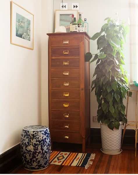 Tall Drawers Tall Chest Of Drawers Decor, Tall Narrow Dresser, Tall Dresser Decor, Chest Of Drawers Decor, Shanghai Style, Narrow Dresser, Dresser In Living Room, Small Chest Of Drawers, Wardrobe Interior Design