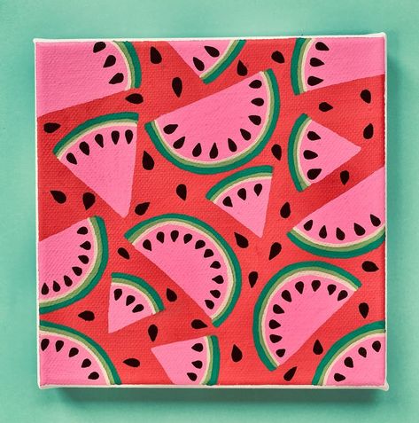 My first post! And today’s Art from the Kitchen Table! It’s been raining here all day so I wanted to paint something in bright and cheerful colours 🍉🍉🍉 #newaccount #firstposts #acrylicpainting #watermelons #fedupoftherain Watermelon Art Painting, Fruits Painting, Diy Tableau, Watermelon Painting, Watermelon Flower, Watermelon Art, Dining Room Art, Round Canvas, Fruit Painting