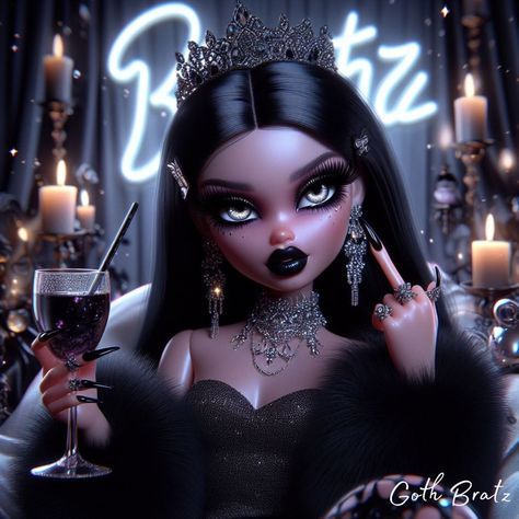 Queens of not giving a F***! Collaboration with @daisybanksbratz 💅🏻🖤💕 #bratz #explorepage Bratz Doll Black Hair, Emo Bratz, Goth Bratz, Bratz Princess, Bratz Black, Bratz Art, Black Bratz, Bratz Yasmin, Bratz Aesthetic