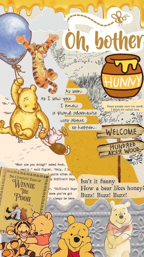 Winnie The Pooh Mood Board, Winnie The Pooh Wallpaper Aesthetic, Winnie The Pooh Aesthetic, Pooh Aesthetic, Cute Pineapple Wallpaper, Piglet Cartoon, Winnie The Pooh Background, Piglet Winnie The Pooh, Book Old