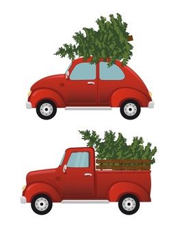 Christmas Boarders, Christmas Globes, Christmas Tree With Snow, Retro Auto, Christmas Red Truck, Christmas Yard Art, Xmas Tree Ornament, Christmas Car, Christmas Yard