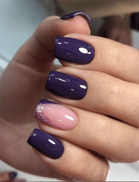 Natural Summer Nails, Dark Purple Nails, Natural Nail Designs, Square Nail Designs, Purple Nail Designs, Short Square Nails, Short Acrylic Nails Designs, Popular Nails, Pink Nail