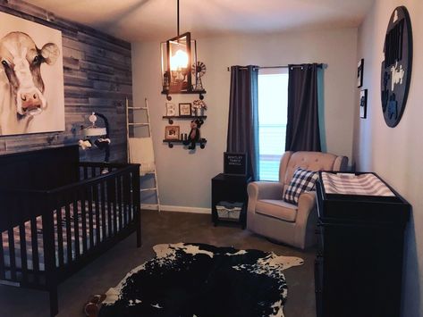 Farmhouse Nursery Highland Cow Nursery, Cowboy Nursery, Cow Nursery, Farmhouse Nursery, Baby Room Themes, Western Babies, Nursery Room Design, Baby Boy Room Nursery, Nursery Room Boy