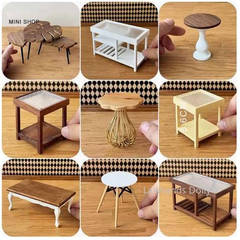 Diy Mini Table, Mini Furniture Diy, Mini Coffee Table, Diy Craft Hacks, Miniature Table, Craft Hacks, Doll Furniture Diy, Diy Barbie Furniture, Diy Doll Miniatures