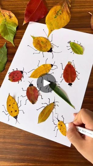 Facebook Leaf Print Art For Kids, Insects Activities For Kids, Leaf Art Projects For Kids, Leaf Crafts Kids, Drawing Insects, Insect Drawings, Shapes Of Leaves, Leaf Lessons, Insects For Kids