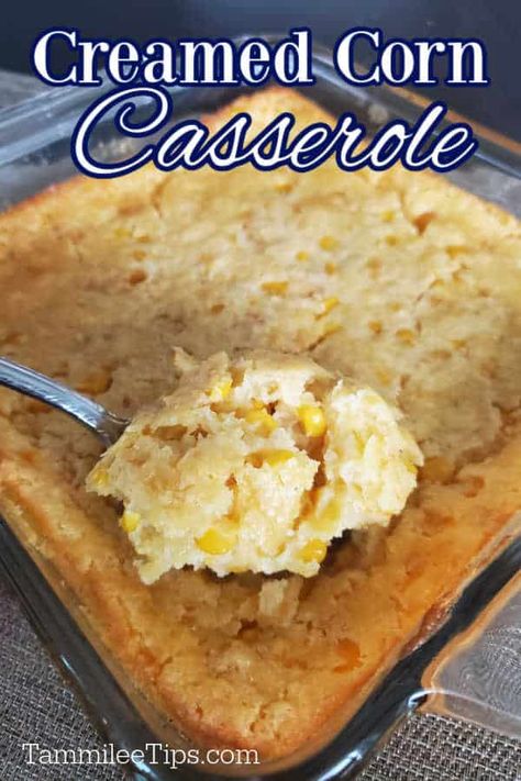 Corn Casserole Jiffy, Creamed Corn Casserole, Creamed Corn Casserole Recipe, Southern Corn, Sweet Corn Casserole, Corn Butter, Corn Souffle, Corn Cream, Creamy Corn Casserole