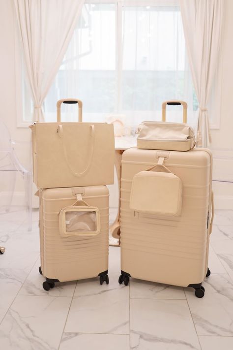 Beis Travel Luggage Set in Beige Luxury Luggage Sets, Travel Flats, Preppy Travel, Travel Luggage Set, Luxury Travel Bag, Travel Bag Set, Luxury Luggage, Cute Suitcases, Cute Luggage