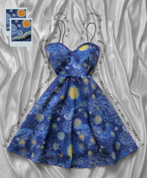 Starry Night Outfit Ideas, Chibi Disney, Starry Night Dress, Barbie Dolls Diy, Starry Night Van Gogh, Night Outfits, Dream Dress, Pretty Pictures, Van Gogh