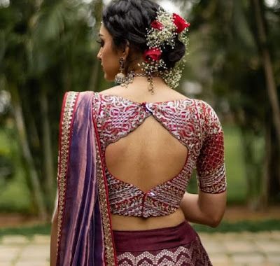 Blouse Back Design Backless Blouse Designs, New Saree Blouse Designs, Latest Model Blouse Designs, Blouse Back Neck Designs, Blouse Design Images, Blouse Back, Wedding Blouse Designs, Saree Blouse Patterns, Aari Work Blouse