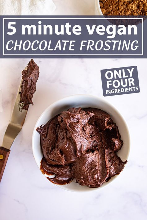 Our favorite vegan chocolate frosting uses simple wholesome ingredients. It is sweetened with maple syrup instead of powdered sugar. This frosting is rich and fudgy. It is a dark-chocolate-lover's dream. Spread it onto cakes, cookies, brownies, and more. #veganfrosting #dairyfreefrosting #chocolatefrosting #easyfrosting #chocoalterecipe #desssertrecipe #coconutoil #maplesyrup } robustrecipes.com Chocolate Icing For Brownies, Vegan Chocolate Icing, Vegan Frosting Recipe, Dairy Free Chocolate Frosting, Vegan Chocolate Frosting, Healthy Frosting, Vegan Chocolate Brownies, Dairy Free Frosting, Vegan Frosting